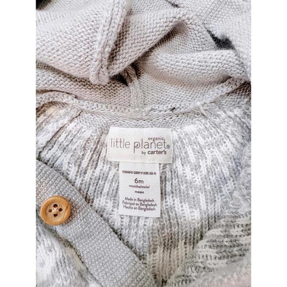 Little Planet Organic Cotton Gray Fair Isle Sweater Body Suit 6m - Picture 3 of 5